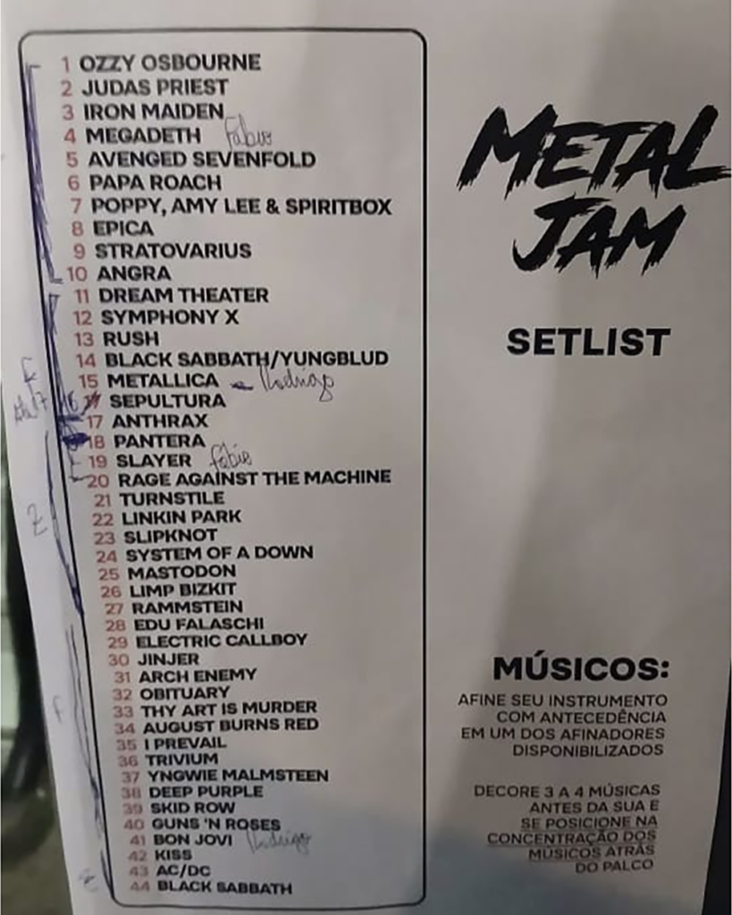 Setlist Metal JAM 2026 - fonte: internet